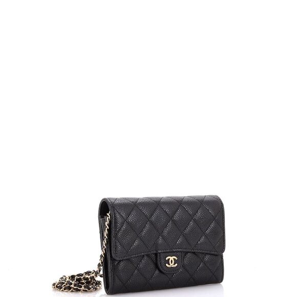 Chanel Classic Flap Wallet Crossbody Bag Quilted Caviar Mini Black - Picture 3 of 7